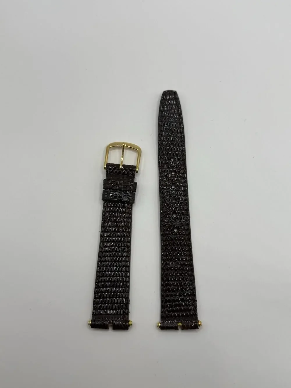 16mm KREISLER Genuine Lizard Black NOS Vintage Watch Band & Gold Buckle
